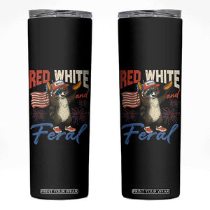 Funny Raccoon July 4th Skinny Tumbler Red White and Feral Patriotic Trash Panda TS10 Black Print Your Wear
