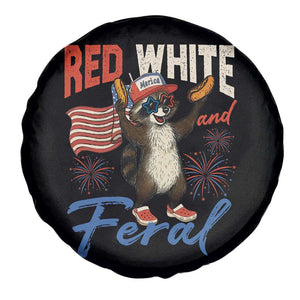 Funny Raccoon July 4th Spare Tire Cover Red White and Feral Patriotic Trash Panda TS10 Print Your Wear