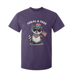 Funny Raccoon July 4th T Shirt For Kid Patriotic Trash Panda Feral But Free TS10 Purple Print Your Wear