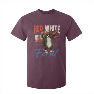 Funny Raccoon July 4th T Shirt For Kid Red White and Feral Patriotic Trash Panda TS10 Maroon Print Your Wear