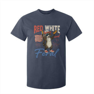Funny Raccoon July 4th T Shirt For Kid Red White and Feral Patriotic Trash Panda TS10 Navy Print Your Wear