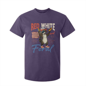Funny Raccoon July 4th T Shirt For Kid Red White and Feral Patriotic Trash Panda TS10 Purple Print Your Wear