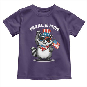 Funny Raccoon July 4th Toddler T Shirt Patriotic Trash Panda Feral But Free TS10 Purple Print Your Wear