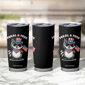 Funny Raccoon July 4th Tumbler Cup Patriotic Trash Panda Feral But Free TS10 Print Your Wear