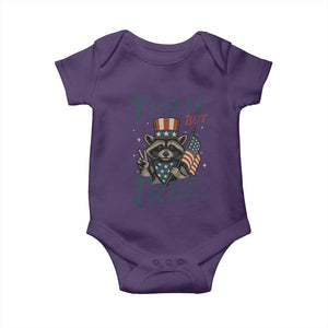 Funny Raccoon Patriotic Baby Onesie Feral But Free 4th Of July American Flag TS02 Purple Print Your Wear