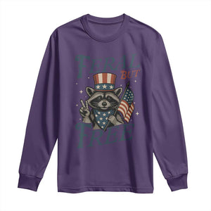 Funny Raccoon Patriotic Long Sleeve Shirt Feral But Free 4th Of July American Flag TS02 Purple Print Your Wear