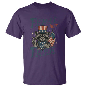 Funny Raccoon Patriotic T Shirt Feral But Free 4th Of July American Flag TS02 Purple Print Your Wear