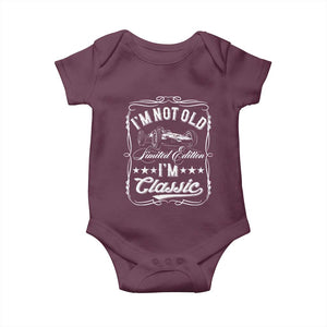Funny Racing Formula Car I Am Not Old I Am Classic Baby Onesie Fathers Day TS11 Maroon Print Your Wear