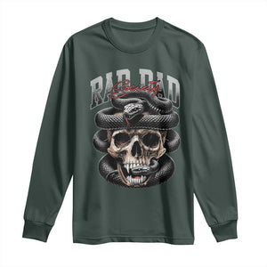 Funny Rad Dad Society Long Sleeve Shirt Dad Life Skull Snake Fathers Day TS11 Dark Forest Green Print Your Wear
