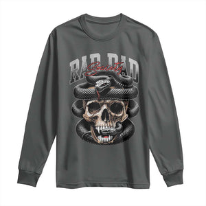 Funny Rad Dad Society Long Sleeve Shirt Dad Life Skull Snake Fathers Day TS11 Dark Heather Print Your Wear