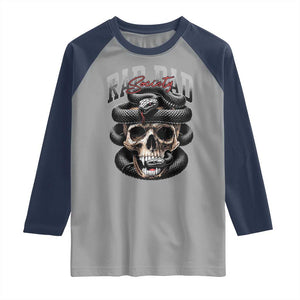Funny Rad Dad Society Raglan Shirt Dad Life Skull Snake Fathers Day TS11 Sport Gray Navy Print Your Wear