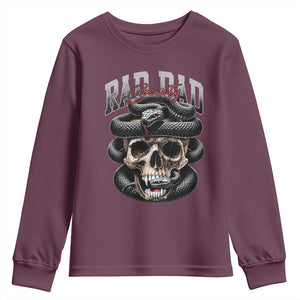 Funny Rad Dad Society Youth Sweatshirt Dad Life Skull Snake Fathers Day TS11 Maroon Print Your Wear