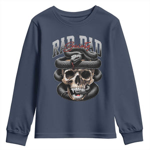 Funny Rad Dad Society Youth Sweatshirt Dad Life Skull Snake Fathers Day TS11 Navy Print Your Wear