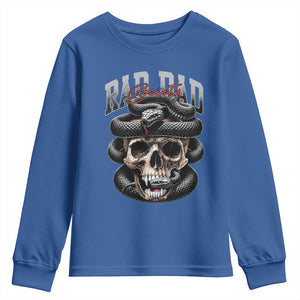 Funny Rad Dad Society Youth Sweatshirt Dad Life Skull Snake Fathers Day TS11 Royal Blue Print Your Wear