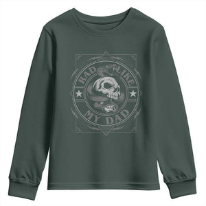 Funny Rad Like My Dad Youth Sweatshirt Vintage Skull Snake Fathers Day TS11 Dark Forest Green Print Your Wear