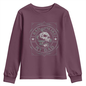 Funny Rad Like My Dad Youth Sweatshirt Vintage Skull Snake Fathers Day TS11 Maroon Print Your Wear
