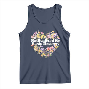 Funny Radicalized By Basic Decency Tank Top Women Floral Heart TS11 Navy Print Your Wear