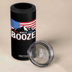 Funny Red White And Booze 4 in 1 Can Cooler Tumbler 4th Of July Beer American Flag TS11 Print Your Wear