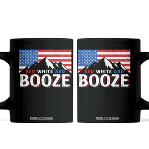Funny Red White And Booze Coffee Mug 4th Of July Beer American Flag TS11 Black Print Your Wear