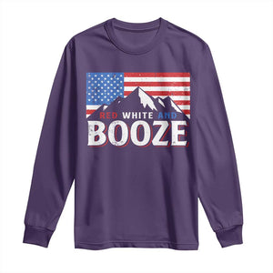Funny Red White And Booze Long Sleeve Shirt 4th Of July Beer American Flag TS11 Purple Print Your Wear