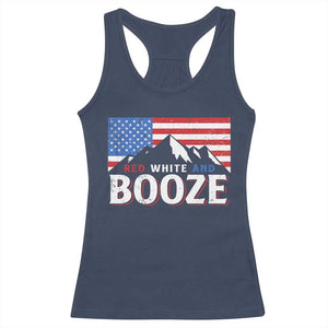 Funny Red White And Booze Racerback Tank Top 4th Of July Beer American Flag TS11 Navy Print Your Wear