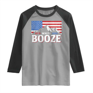 Funny Red White And Booze Raglan Shirt 4th Of July Beer American Flag TS11 Sport Gray Black Print Your Wear