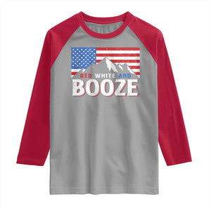 Funny Red White And Booze Raglan Shirt 4th Of July Beer American Flag TS11 Sport Gray Red Print Your Wear