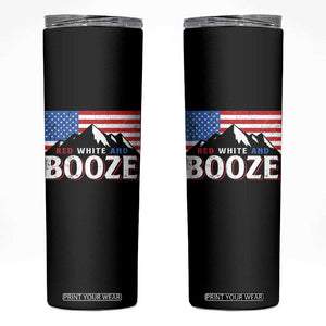 Funny Red White And Booze Skinny Tumbler 4th Of July Beer American Flag TS11 Black Print Your Wear