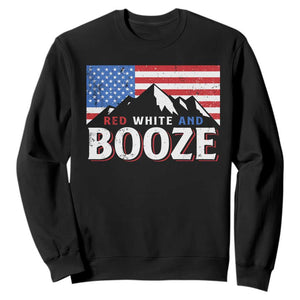 Funny Red White And Booze Sweatshirt 4th Of July Beer American Flag TS11 Black Print Your Wear