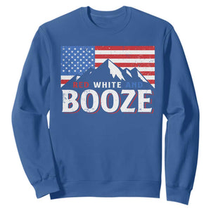 Funny Red White And Booze Sweatshirt 4th Of July Beer American Flag TS11 Royal Blue Print Your Wear