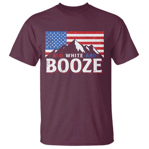 Funny Red White And Booze T Shirt 4th Of July Beer American Flag TS11 Maroon Print Your Wear
