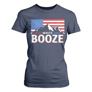 Funny Red White And Booze T Shirt For Women 4th Of July Beer American Flag TS11 Navy Print Your Wear