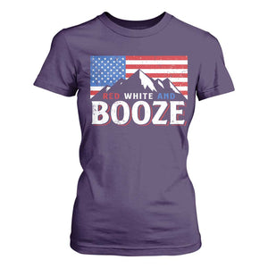 Funny Red White And Booze T Shirt For Women 4th Of July Beer American Flag TS11 Purple Print Your Wear