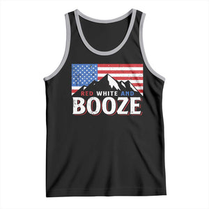 Funny Red White And Booze Tank Top 4th Of July Beer American Flag TS11 Black Athletic Heather Print Your Wear