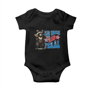 Funny Red White And Feral Baby Onesie Raccoon 4th of July Patriotic TS11 Black Print Your Wear
