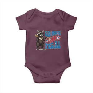 Funny Red White And Feral Baby Onesie Raccoon 4th of July Patriotic TS11 Maroon Print Your Wear