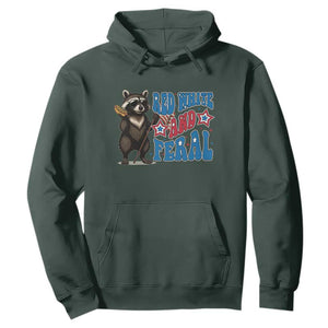 Funny Red White And Feral Hoodie Raccoon 4th of July Patriotic TS11 Dark Forest Green Print Your Wear