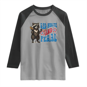 Funny Red White And Feral Raglan Shirt Raccoon 4th of July Patriotic TS11 Sport Gray Black Print Your Wear