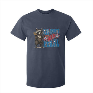Funny Red White And Feral T Shirt For Kid Raccoon 4th of July Patriotic TS11 Navy Print Your Wear
