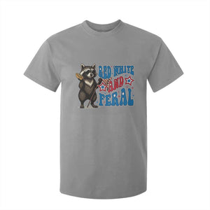 Funny Red White And Feral T Shirt For Kid Raccoon 4th of July Patriotic TS11 Sport Gray Print Your Wear