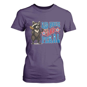 Funny Red White And Feral T Shirt For Women Raccoon 4th of July Patriotic TS11 Purple Print Your Wear