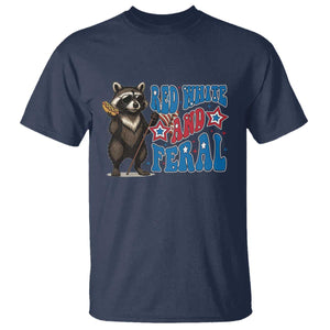 Funny Red White And Feral T Shirt Raccoon 4th of July Patriotic TS11 Navy Print Your Wear