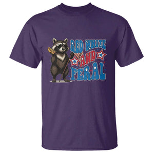 Funny Red White And Feral T Shirt Raccoon 4th of July Patriotic TS11 Purple Print Your Wear