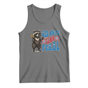 Funny Red White And Feral Tank Top Raccoon 4th of July Patriotic TS11 Black Heather Print Your Wear