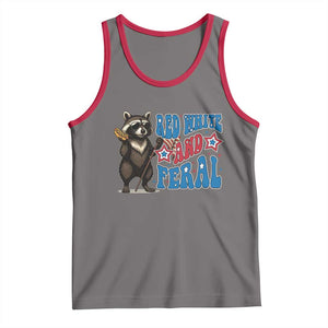Funny Red White And Feral Tank Top Raccoon 4th of July Patriotic TS11 Deep Heather Red Print Your Wear