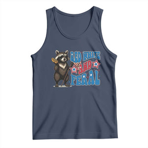 Funny Red White And Feral Tank Top Raccoon 4th of July Patriotic TS11 Navy Print Your Wear