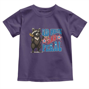 Funny Red White And Feral Toddler T Shirt Raccoon 4th of July Patriotic TS11 Purple Print Your Wear