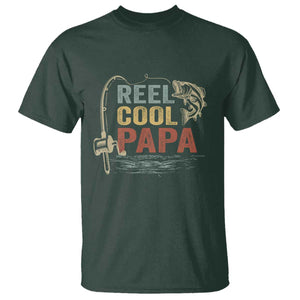 Funny Reel Cool Papa T Shirt Fishing Dad Fisherman Father's Day TS11 Dark Forest Green Print Your Wear
