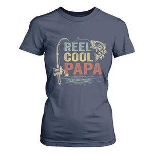 Funny Reel Cool Papa T Shirt For Women Fishing Dad Fisherman Father's Day TS11 Navy Print Your Wear