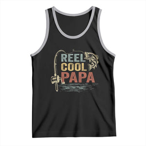 Funny Reel Cool Papa Tank Top Fishing Dad Fisherman Father's Day TS11 Black Athletic Heather Print Your Wear